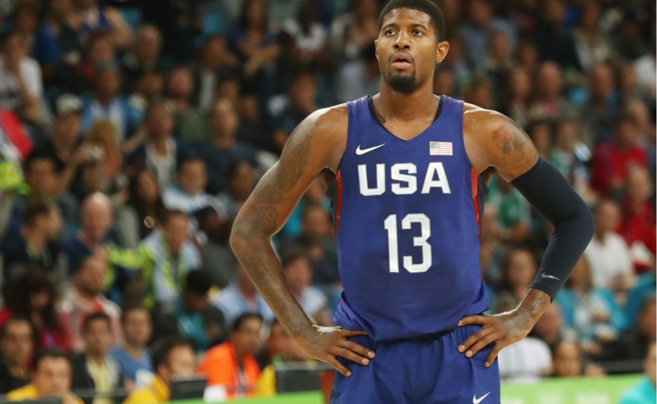 Paul George during a game with the USA team