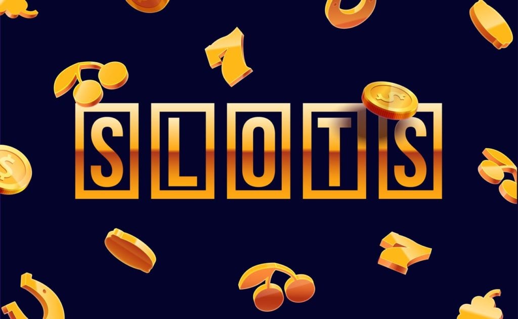 Slots 3D element isolated on black background