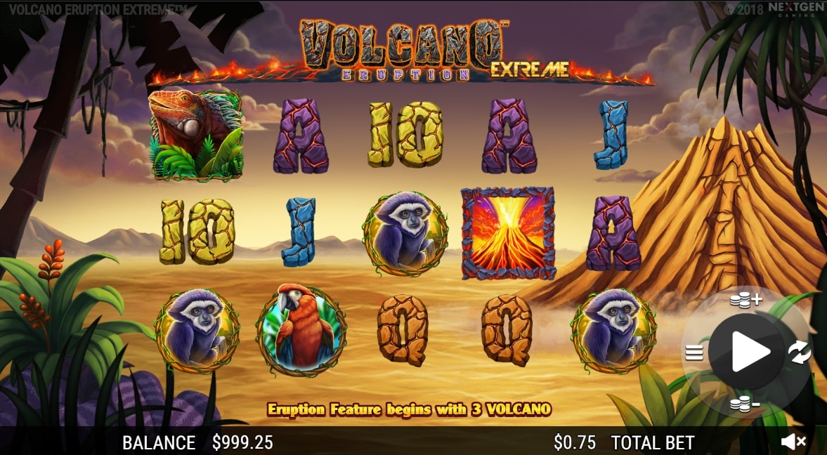 Volcano Eruption Extreme slot screenshot with a volcano in the background 