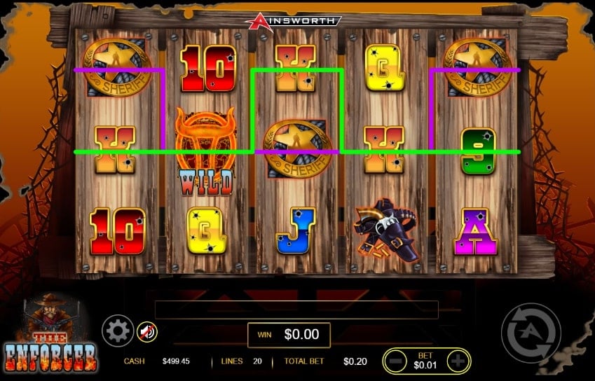 The Enforcer slot screenshot showing Western themed graphics.