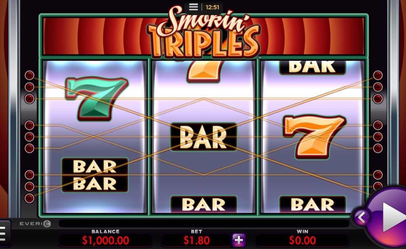 Smokin’ Triples online slot casino game by Everi