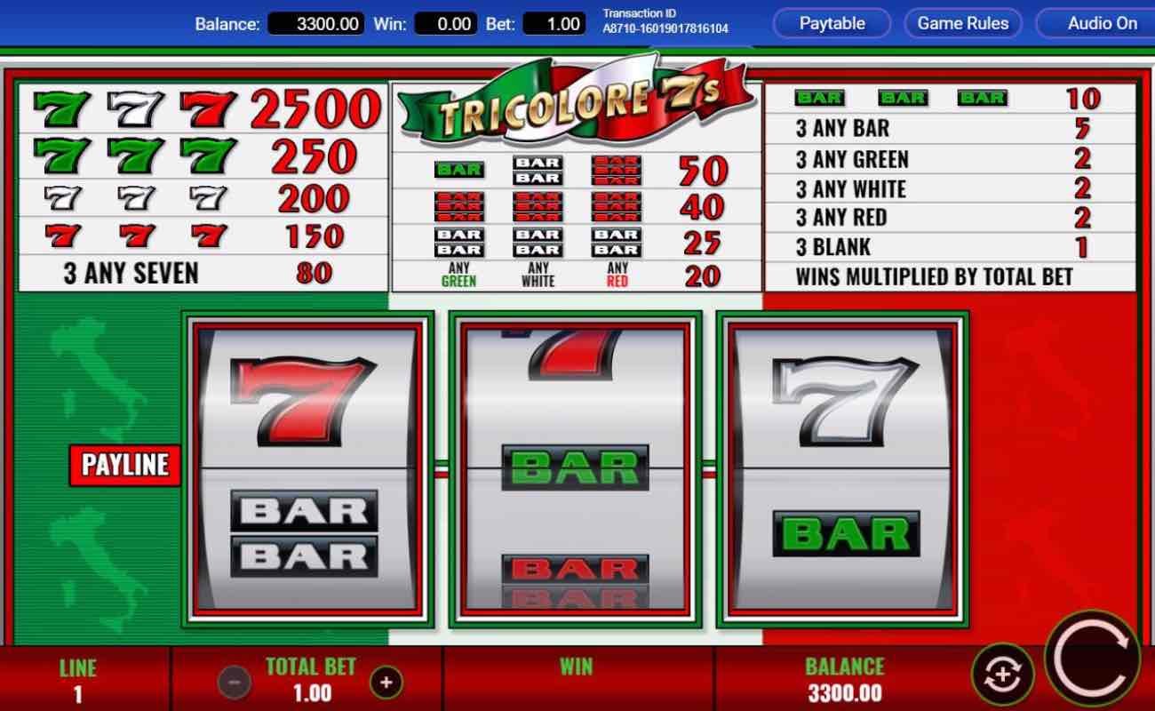 Tricolore 7s online slot casino game by IGT