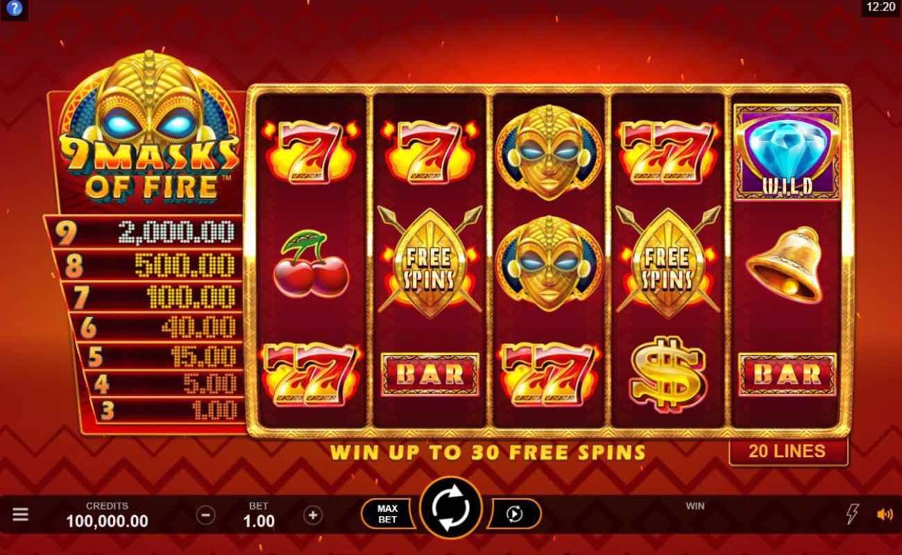 Screenshot of 9 Masks of Fire online slot casino game