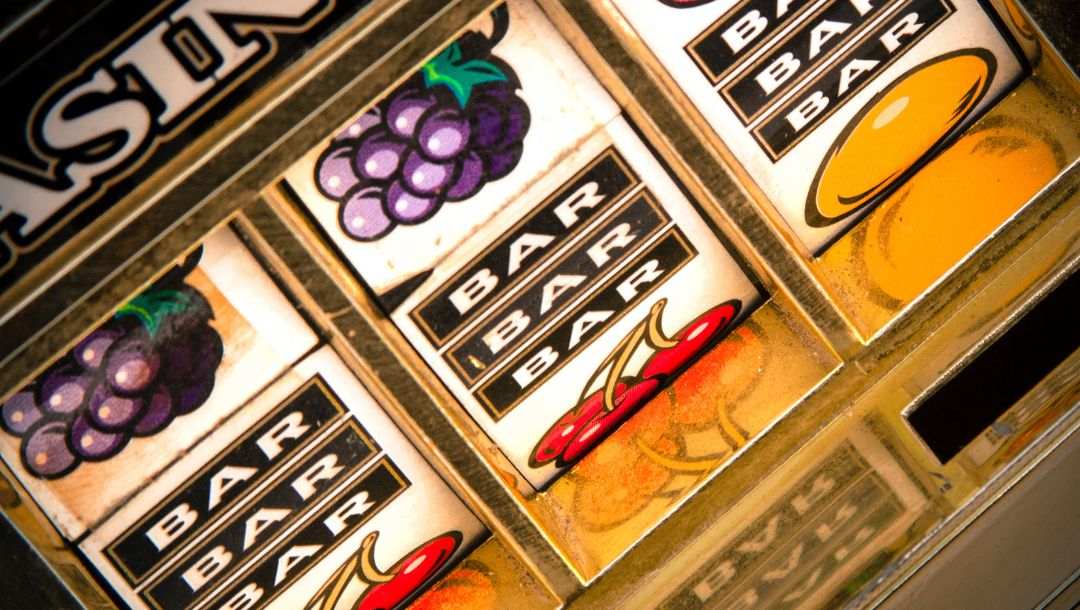 close up of a vintage slot machine