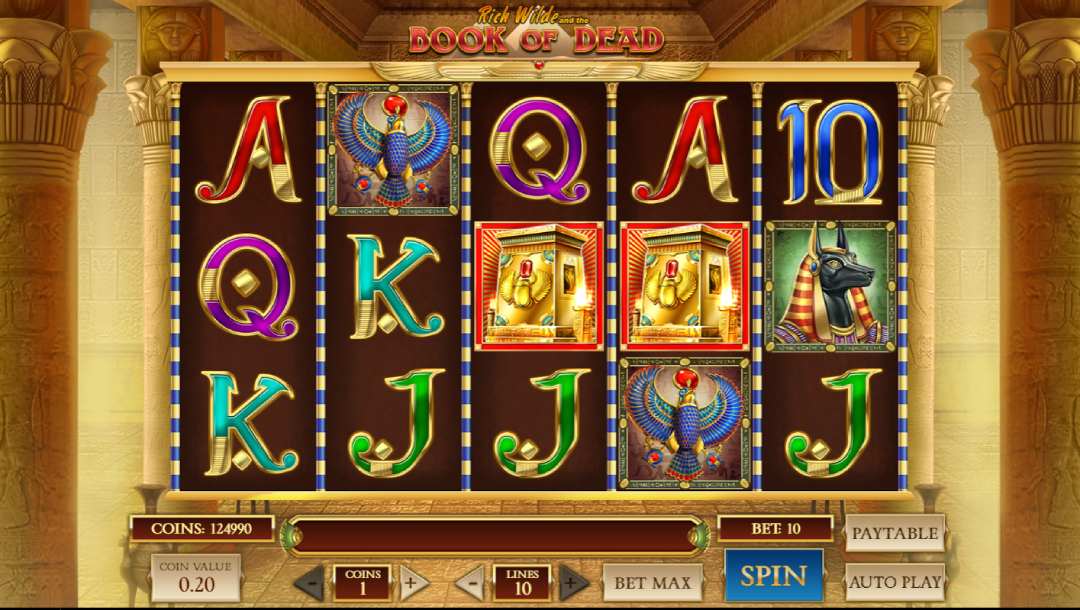 Book of Dead online slot game screenshot.