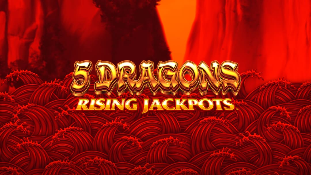 5 Dragons Rising Jackpots online slot game loading screen, featuring the game logo.