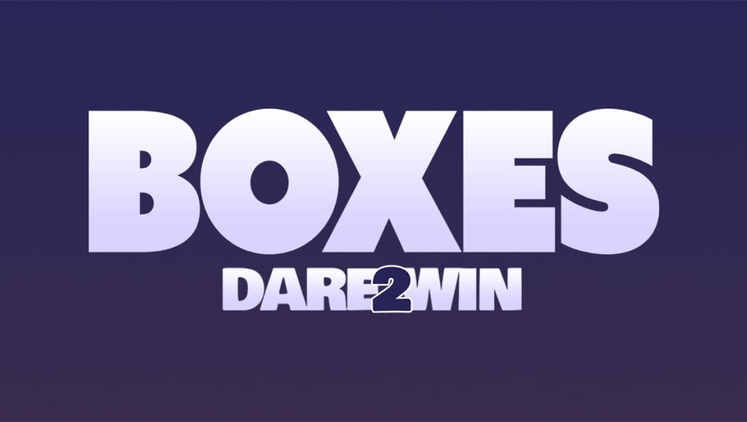 The base game screen for the Boxes online slot with four levels played, showing three diamonds and a bomb symbol lit up.