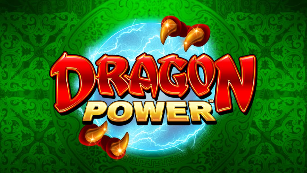 The Dragon Power online slot game loading screen, featuring the game logo on a green background.