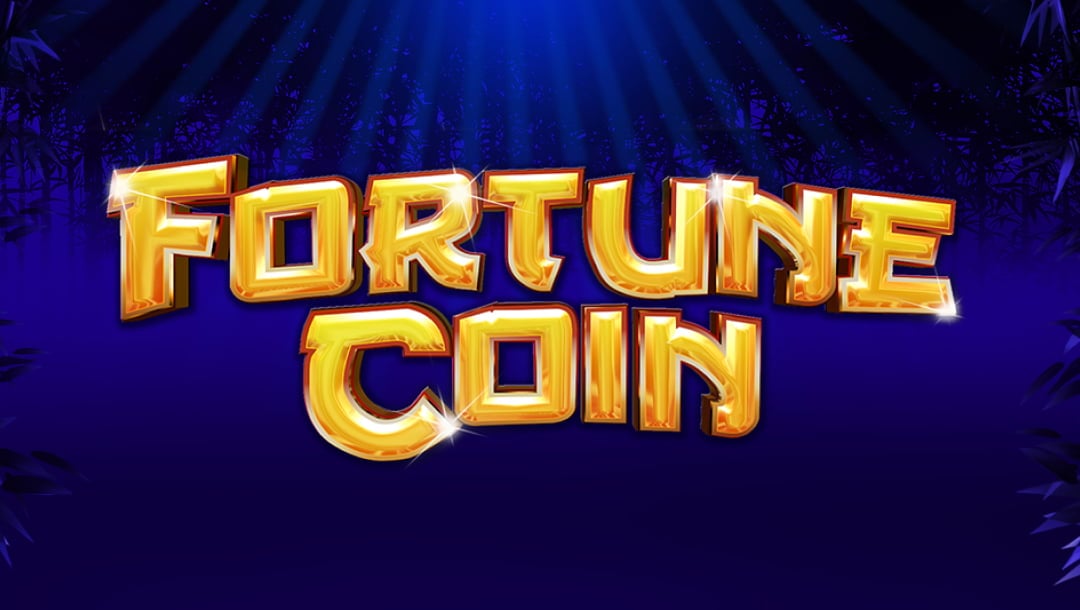 The Fortune Coin online slot game loading screen showing the game logo with a forest in a very dark setting in the background.