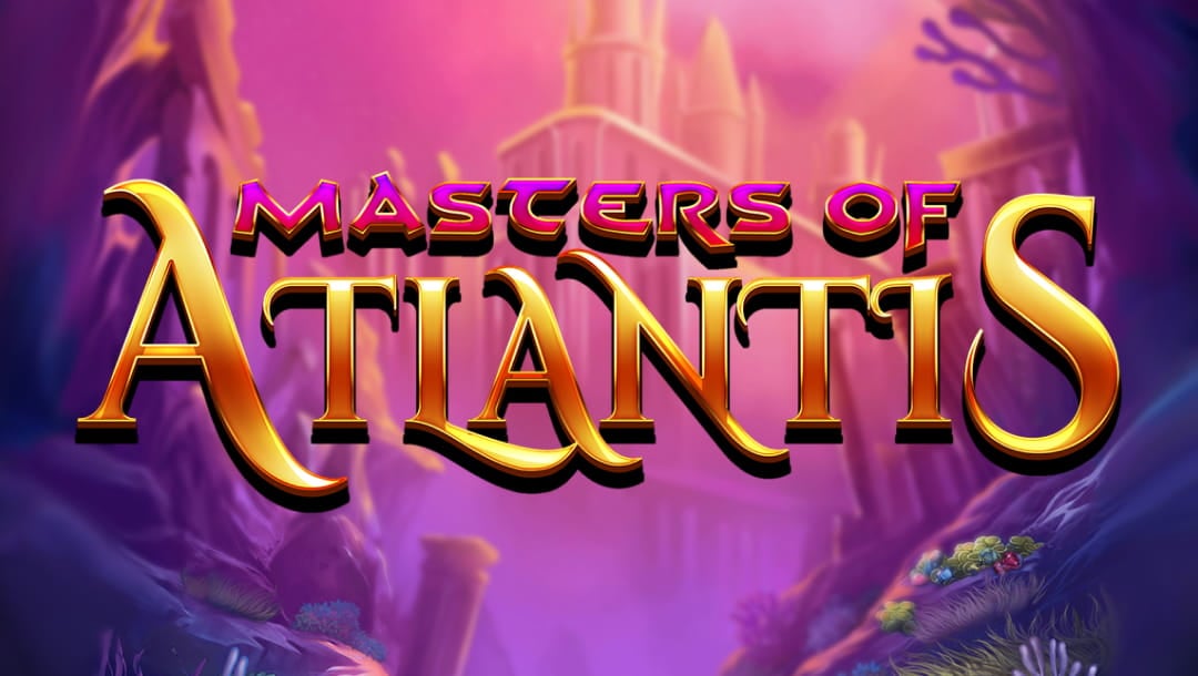 The title screen for Masters of Atlantis. The game logo appears on an underwater background showing the depths of the ocean with Atlantis in the distance.