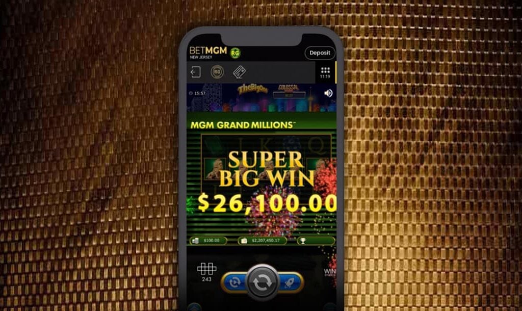 The BetMGM mobile map open on a mobile phone, with a gold background.