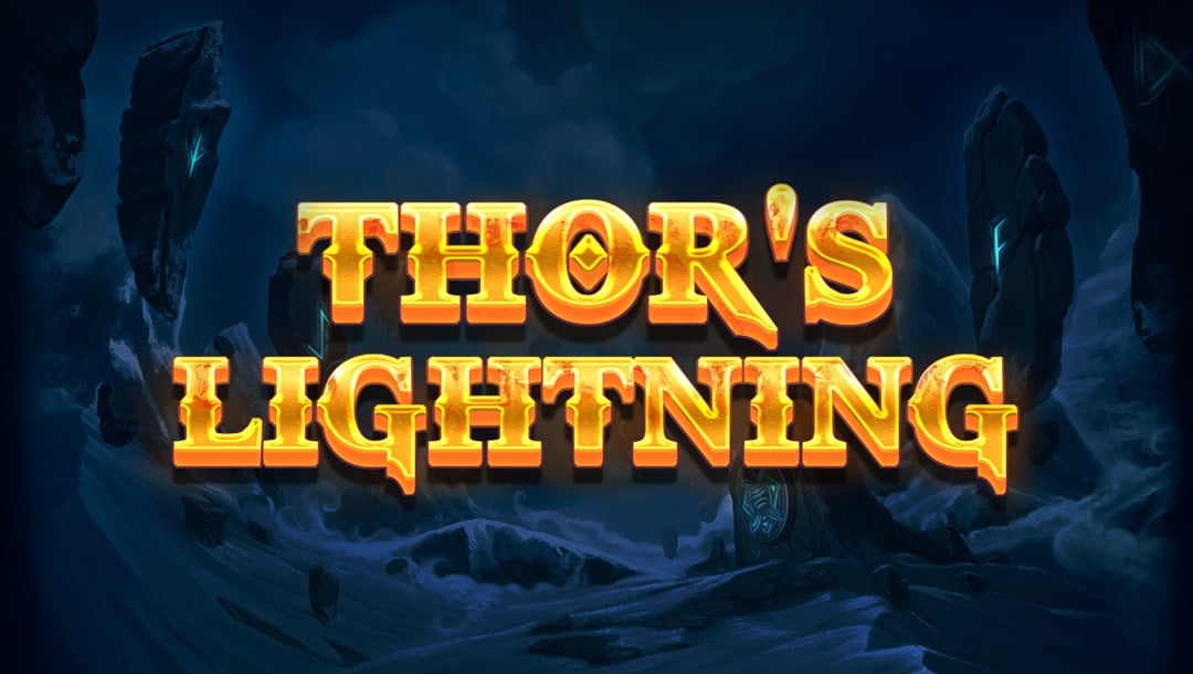 The Thor’s Lightning online slot game loading screen featuring the game logo with ice and glowing runes in the background.