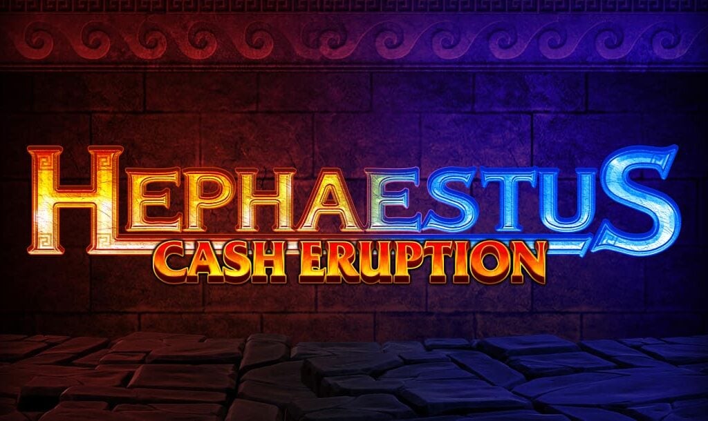 The Cash Eruption: Hephaestus online slot game loading screen featuring the game logo.