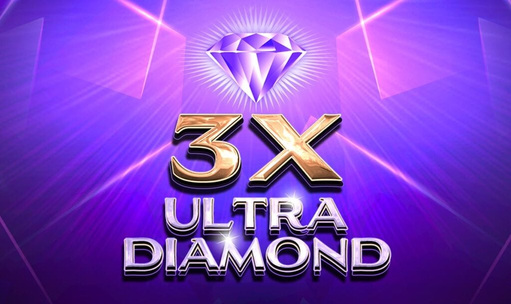 The 3x Ultra Diamond online slot game loading screen featuring the game logo, with a blue and purple gradient in the background.