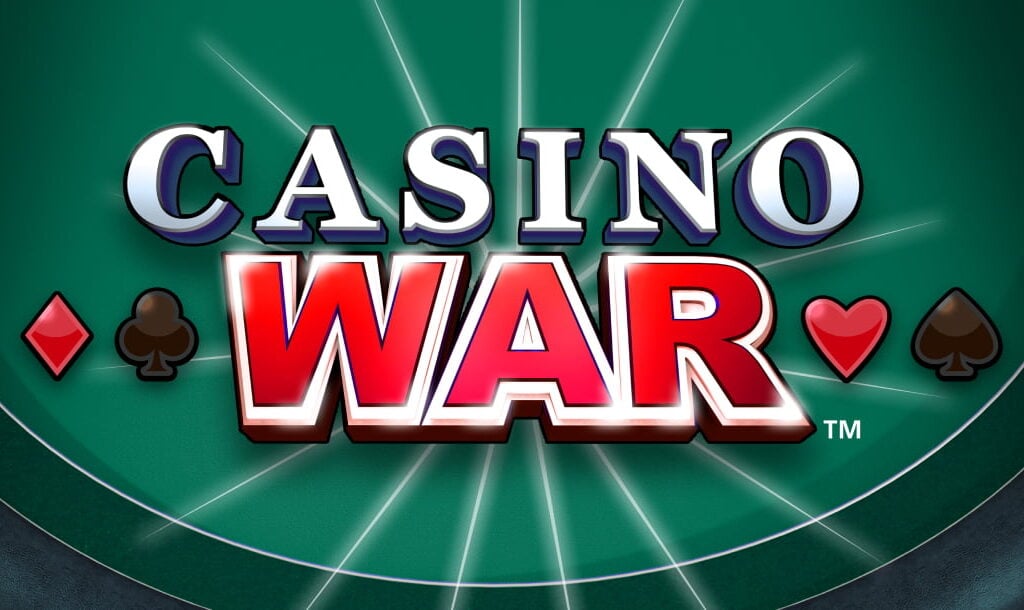 The title screen for Casino War on a digital green table.