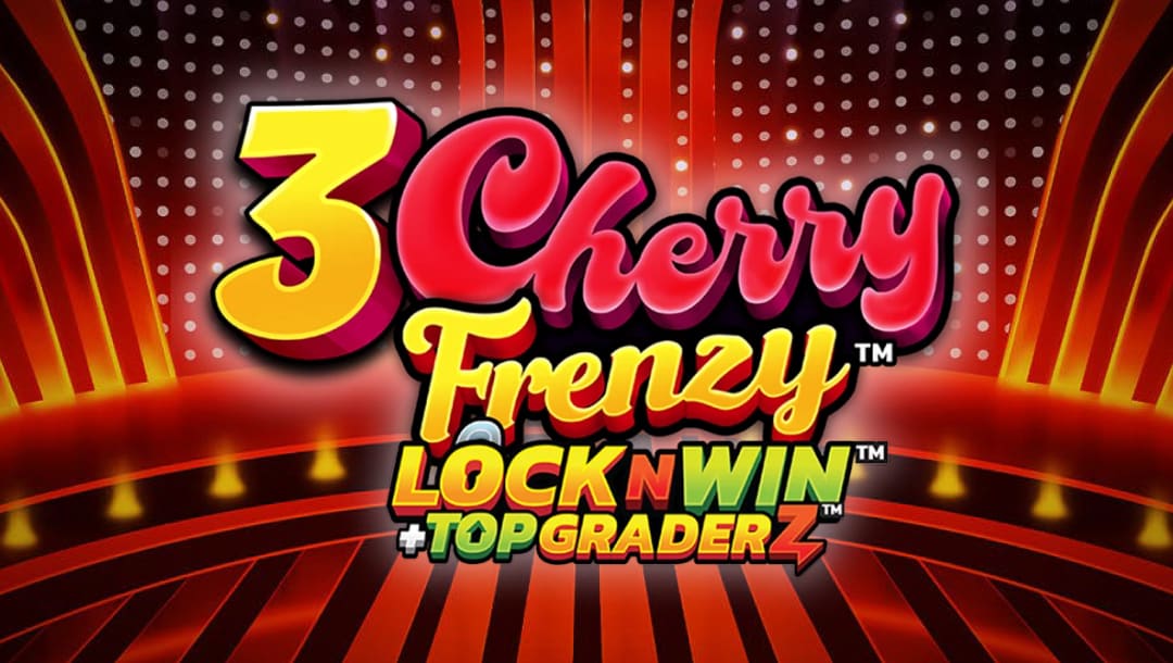 The 3 Cherry Frenzy online slot game loading screen featuring the game logo with a stage in the background.