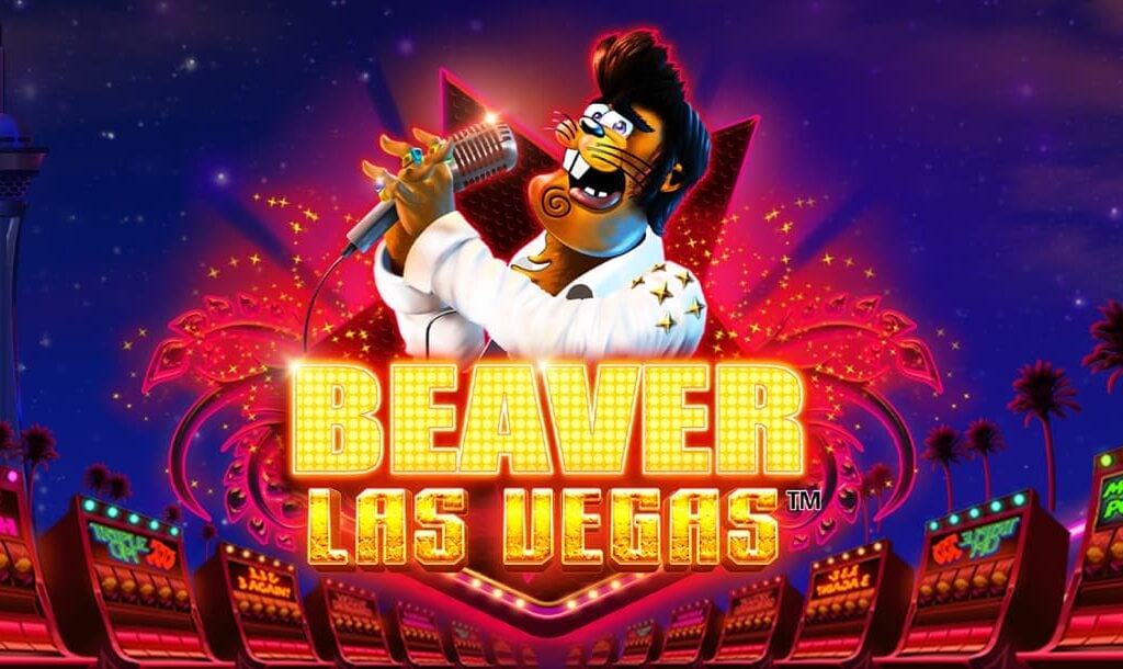 The Beaver Las Vegas online slot game loading screen featuring the game logo and rows of slot machines in the background.