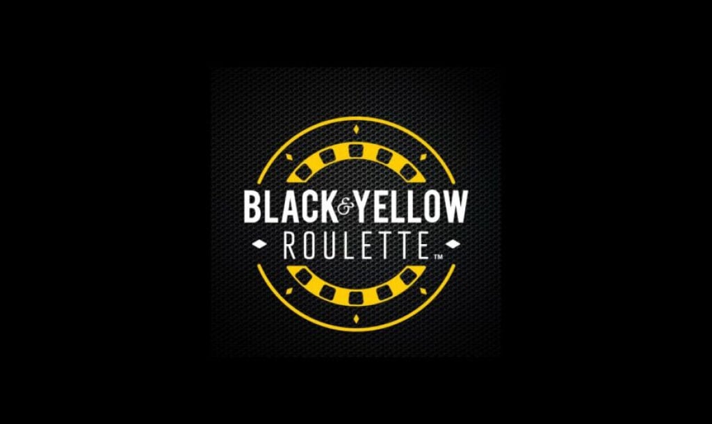 The Black and Yellow Roulette loading screen featuring the game title, and a stylized casino chip, on a black background.